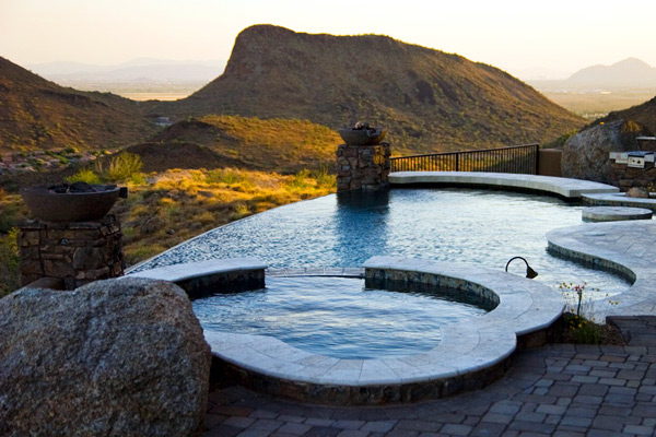 Infinity Edge Swimming Pool and Rock Spa Overlooking the Canyon