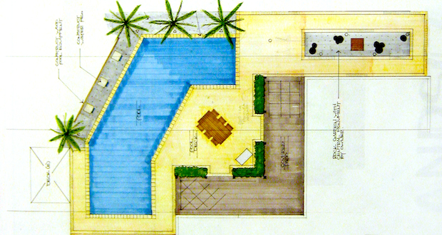 Hand Drawn Swimming Pool Landscape Design