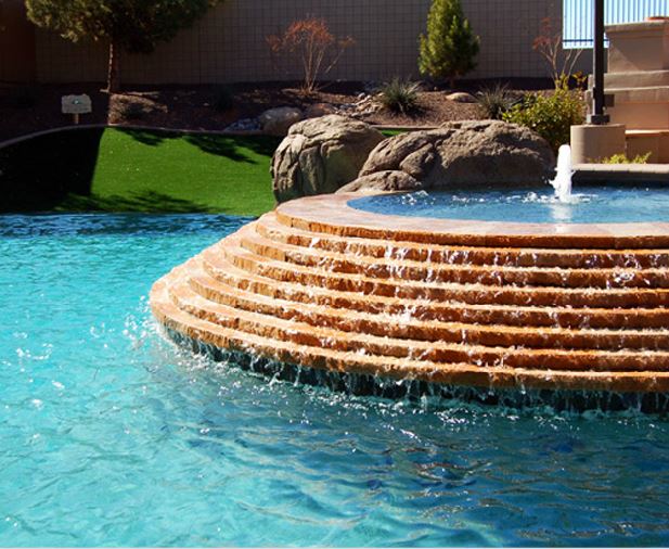 pool with outdoor spa